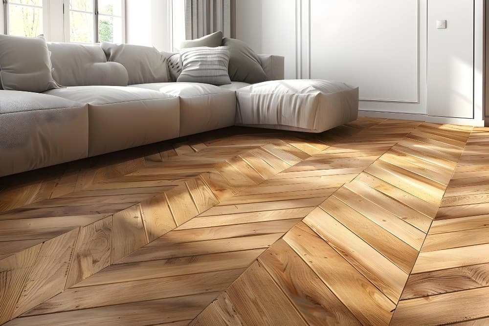 Parquet Chevron avec des tons de bois naturel