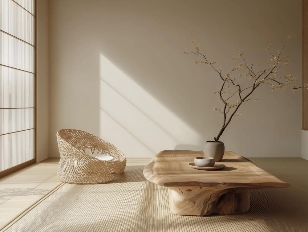 Un salon de style Japandi